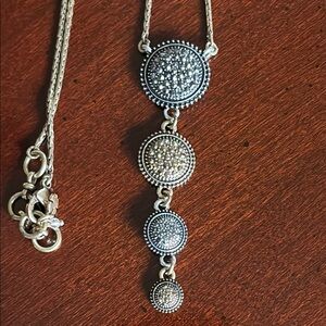 Lucky Brand Silver and Gold Medallion Drop Necklace